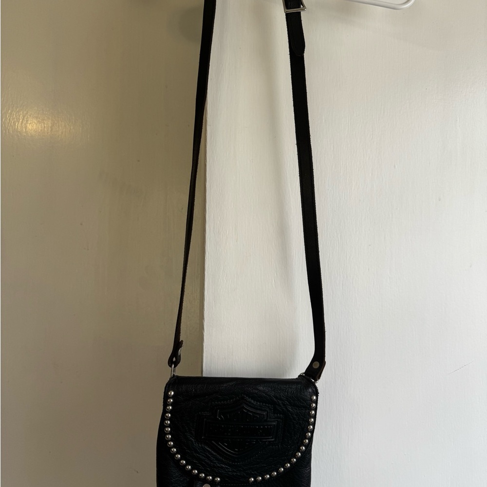 Harley Davidson Black Leather Crossbody Bag